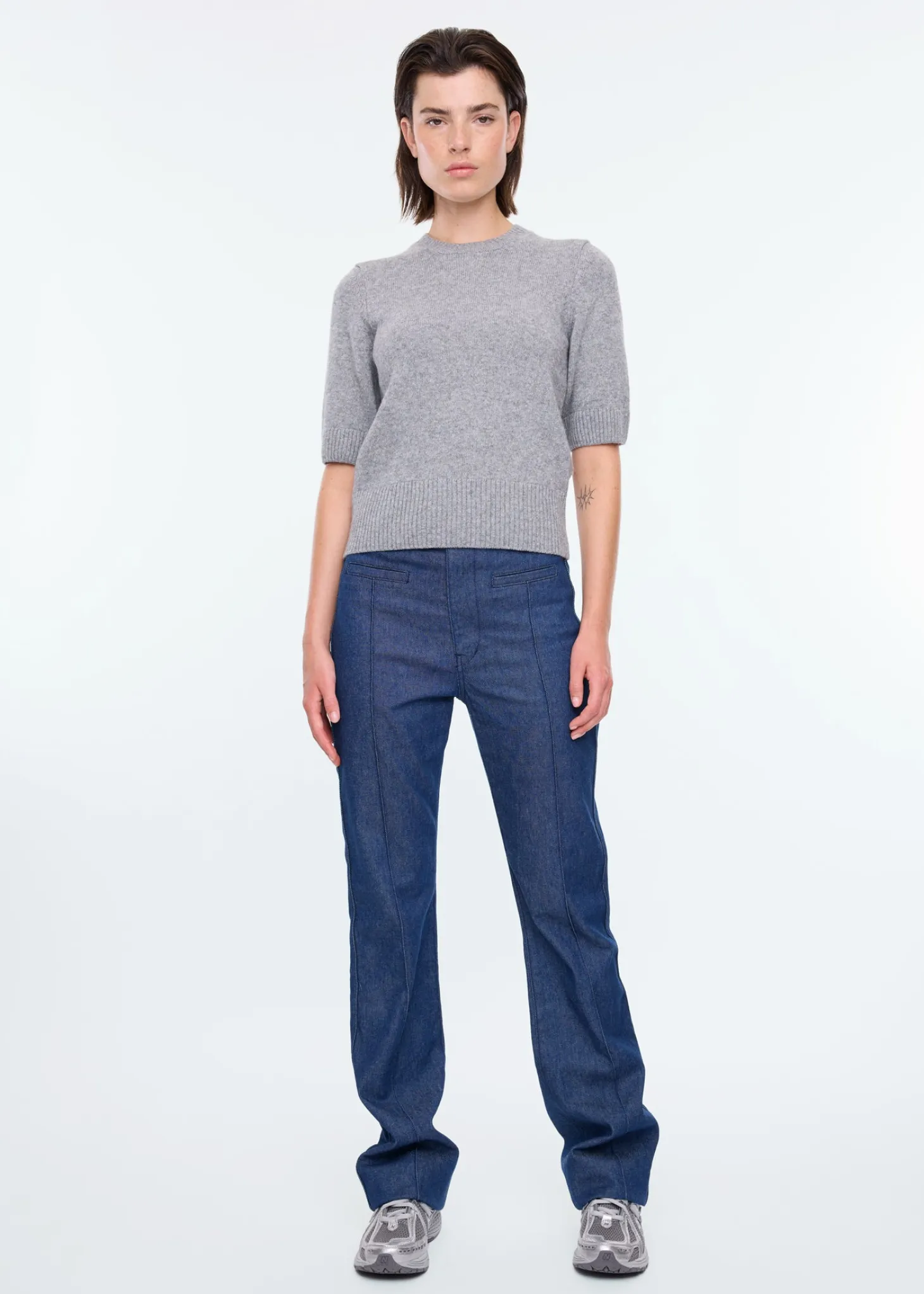 Bootcut rinsed denim pants