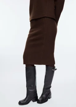 Curl wool pencil skirt