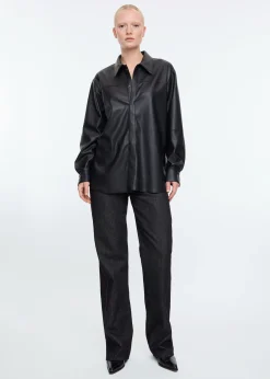 Faux leather shirt