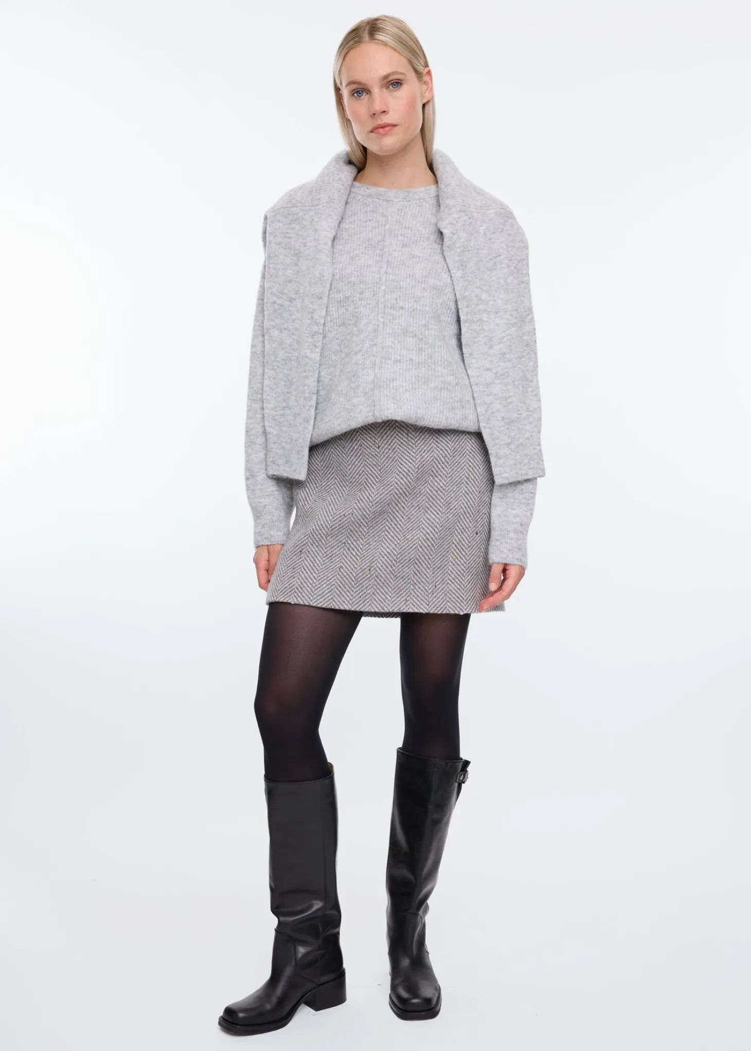 Herringbone mini skirt