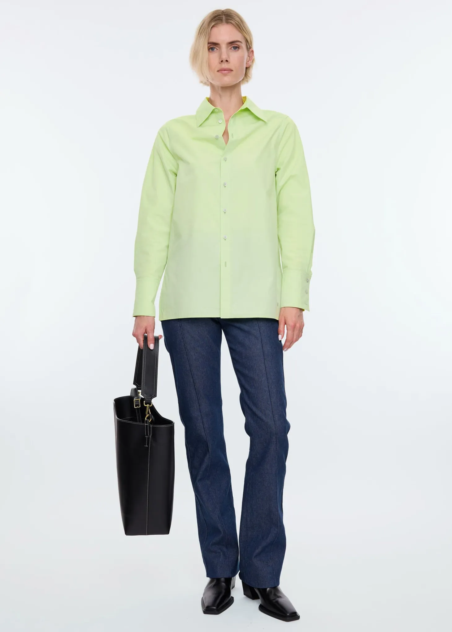 High cuff poplin blouse