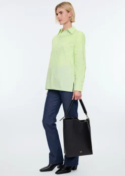 High cuff poplin blouse