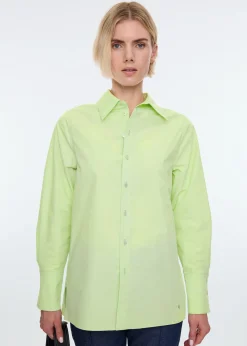 High cuff poplin blouse