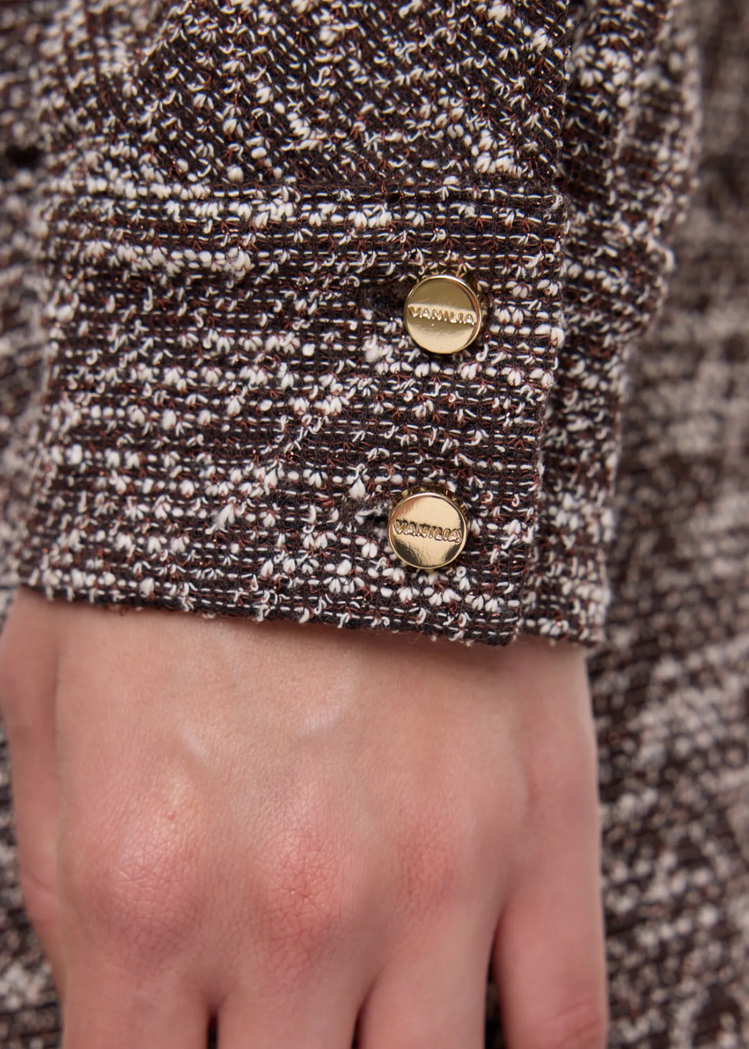 High neck tweed top
