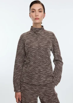 High neck tweed top