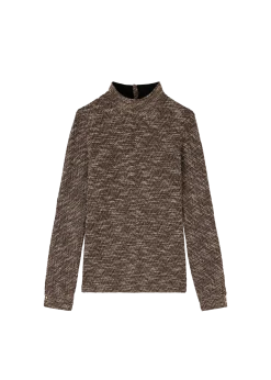 High neck tweed top