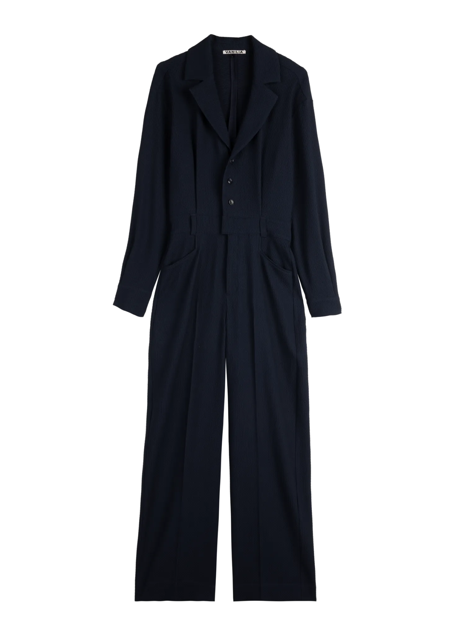 Lapel waffle jumpsuit