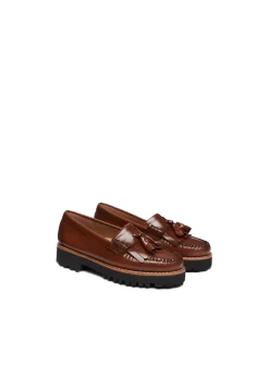 Leren platform loafers