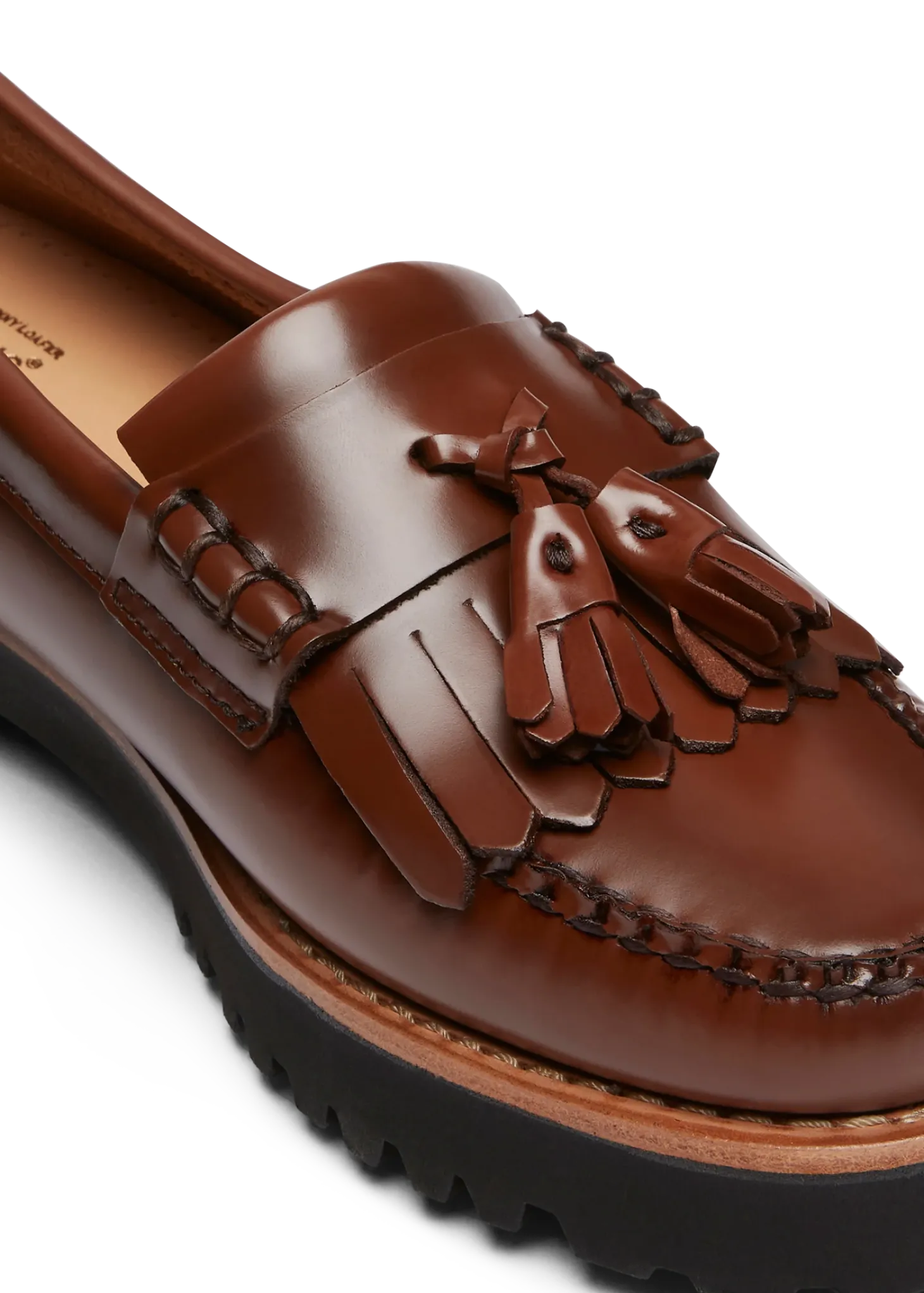 Leren platform loafers
