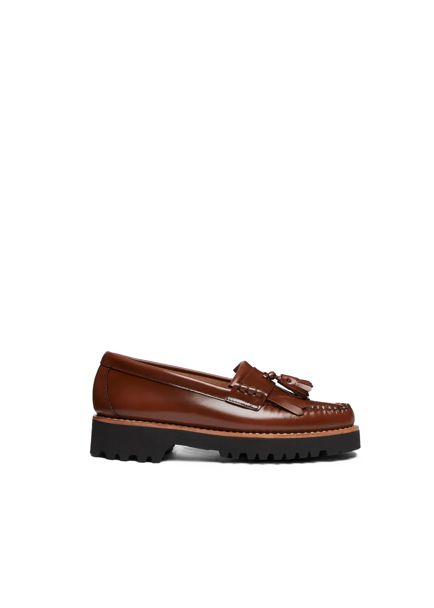 Leren platform loafers