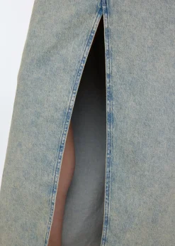 Long tinted denim skirt