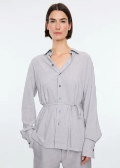Melange overlap blouse