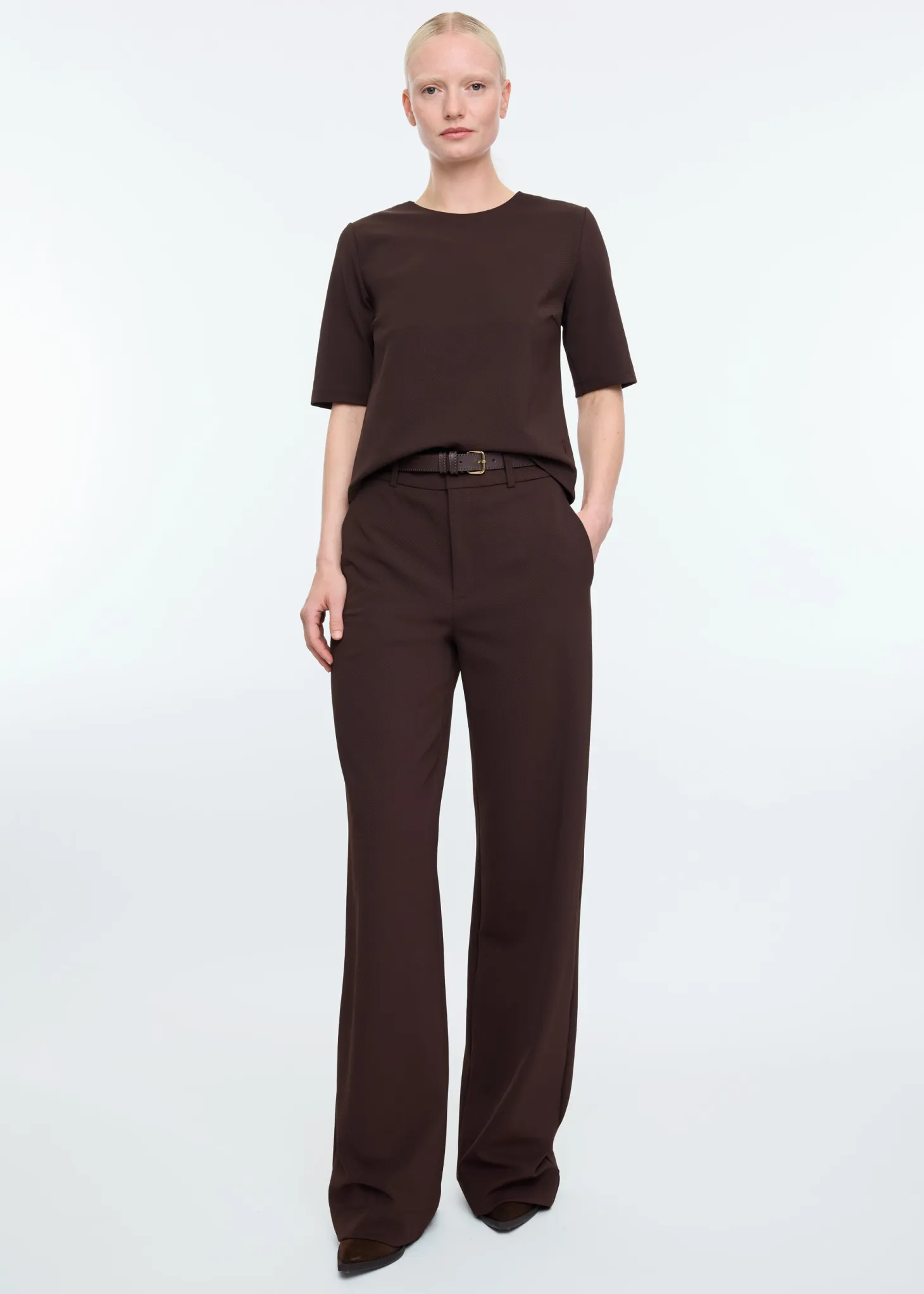 Mid sleeve twill top