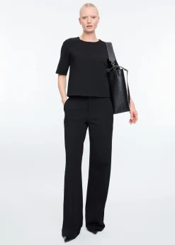 Mid sleeve twill top