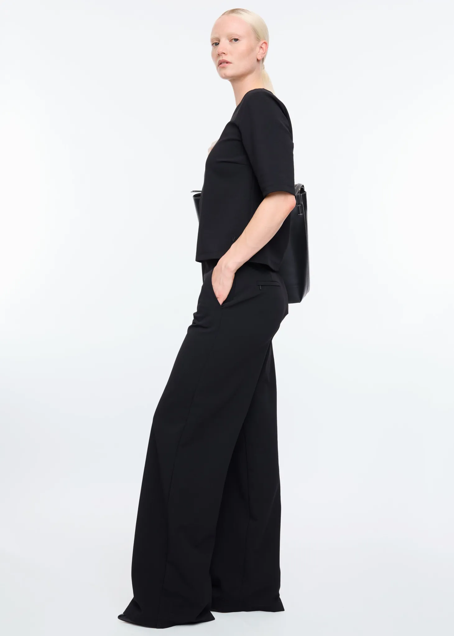 Mid sleeve twill top