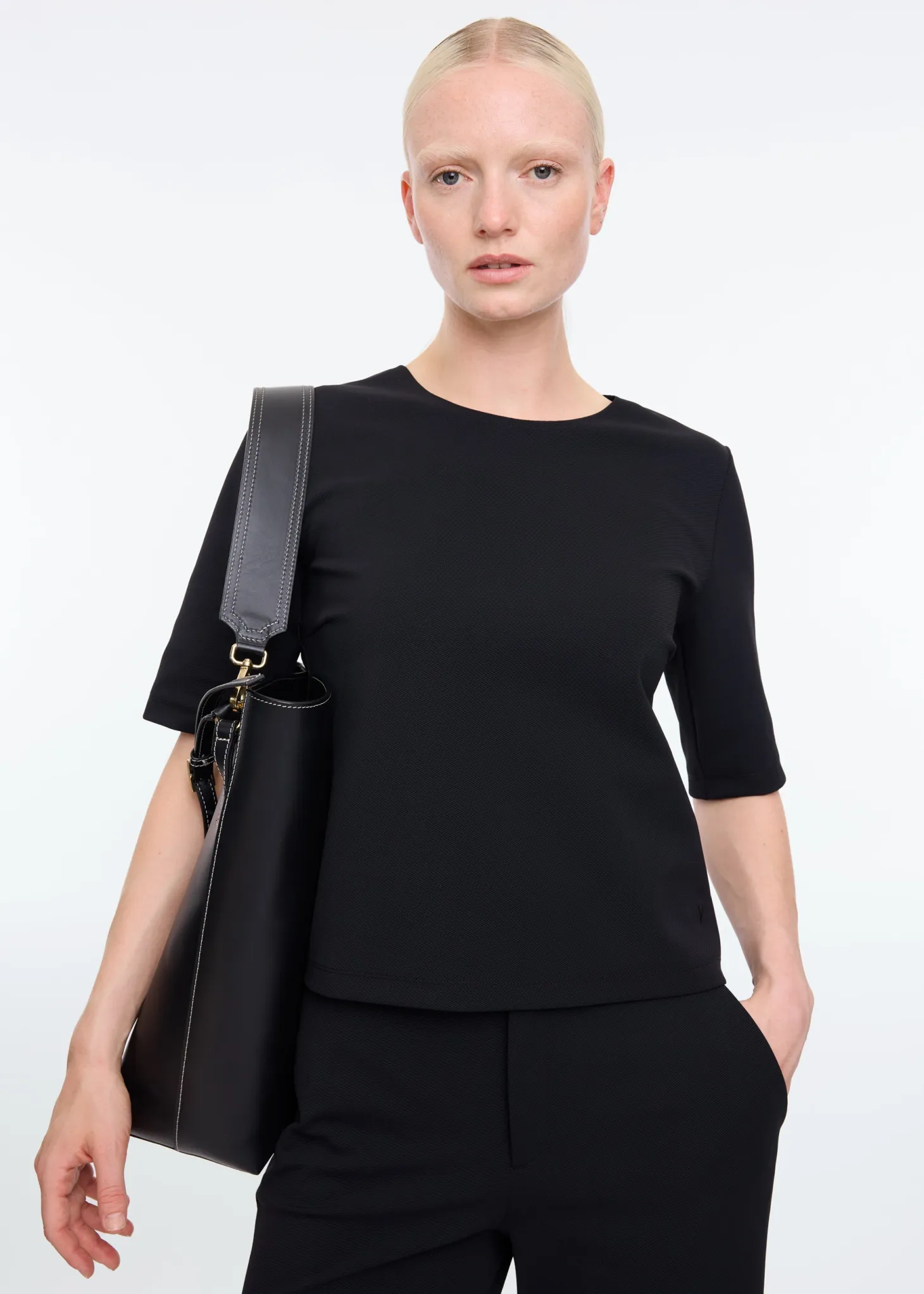 Mid sleeve twill top