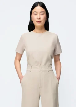 Mid sleeve twill top
