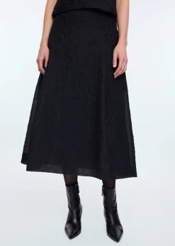 Pleated seersucker skirt