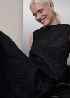 Pleated seersucker skirt