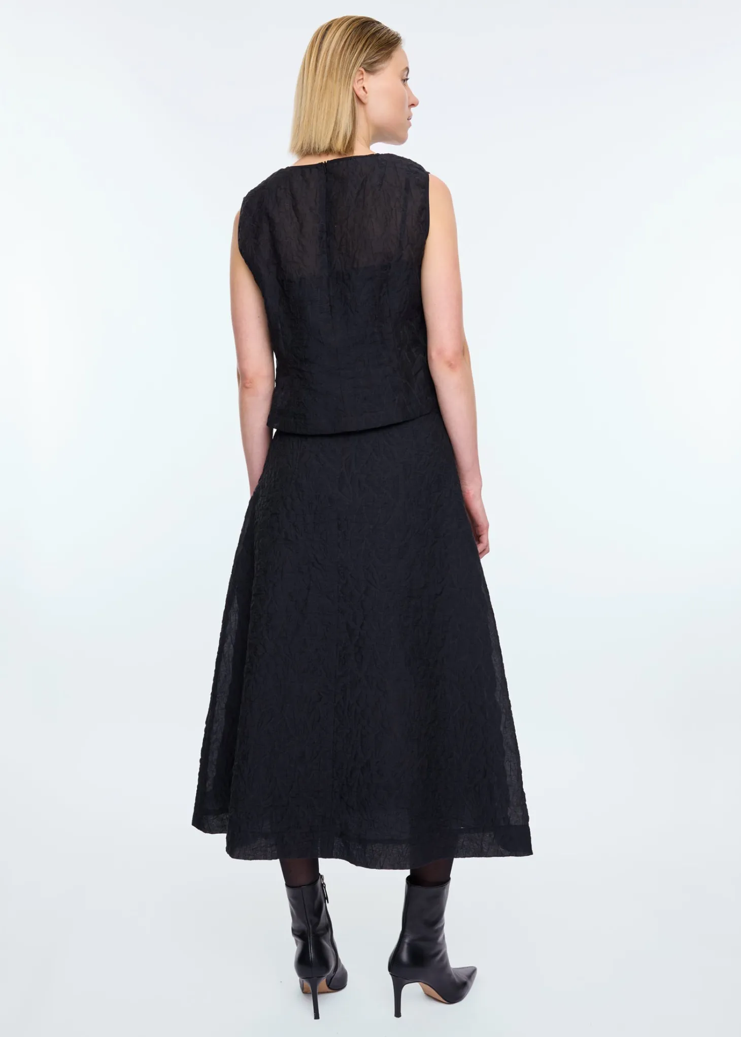 Pleated seersucker skirt