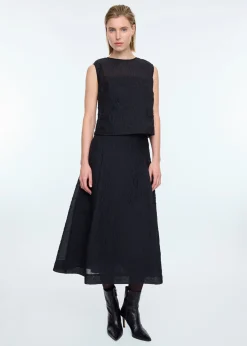 Pleated seersucker skirt