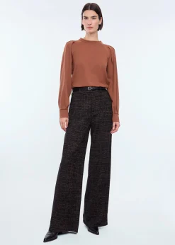 Pleated sleeve punto top