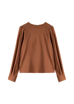Pleated sleeve punto top