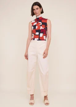 Printed jersey col top