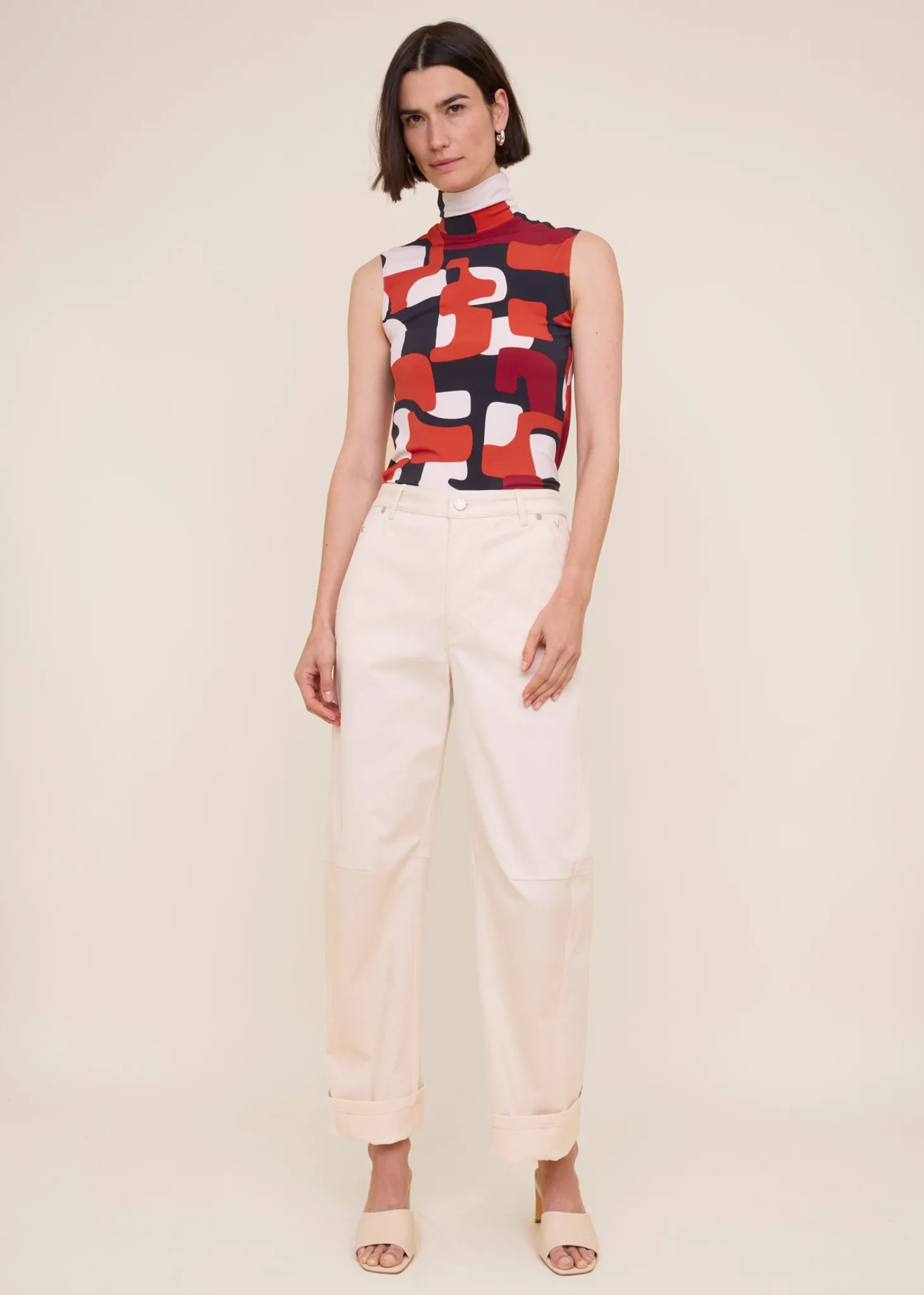 Printed jersey col top