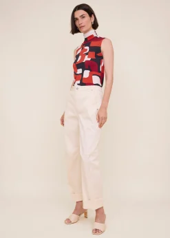 Printed jersey col top