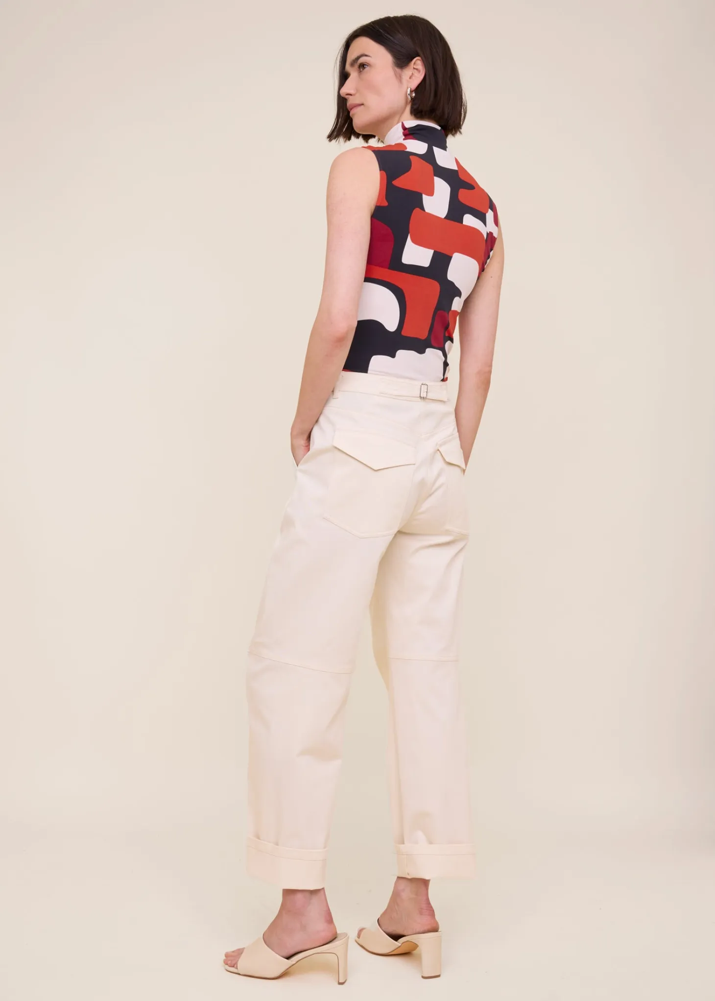 Printed jersey col top