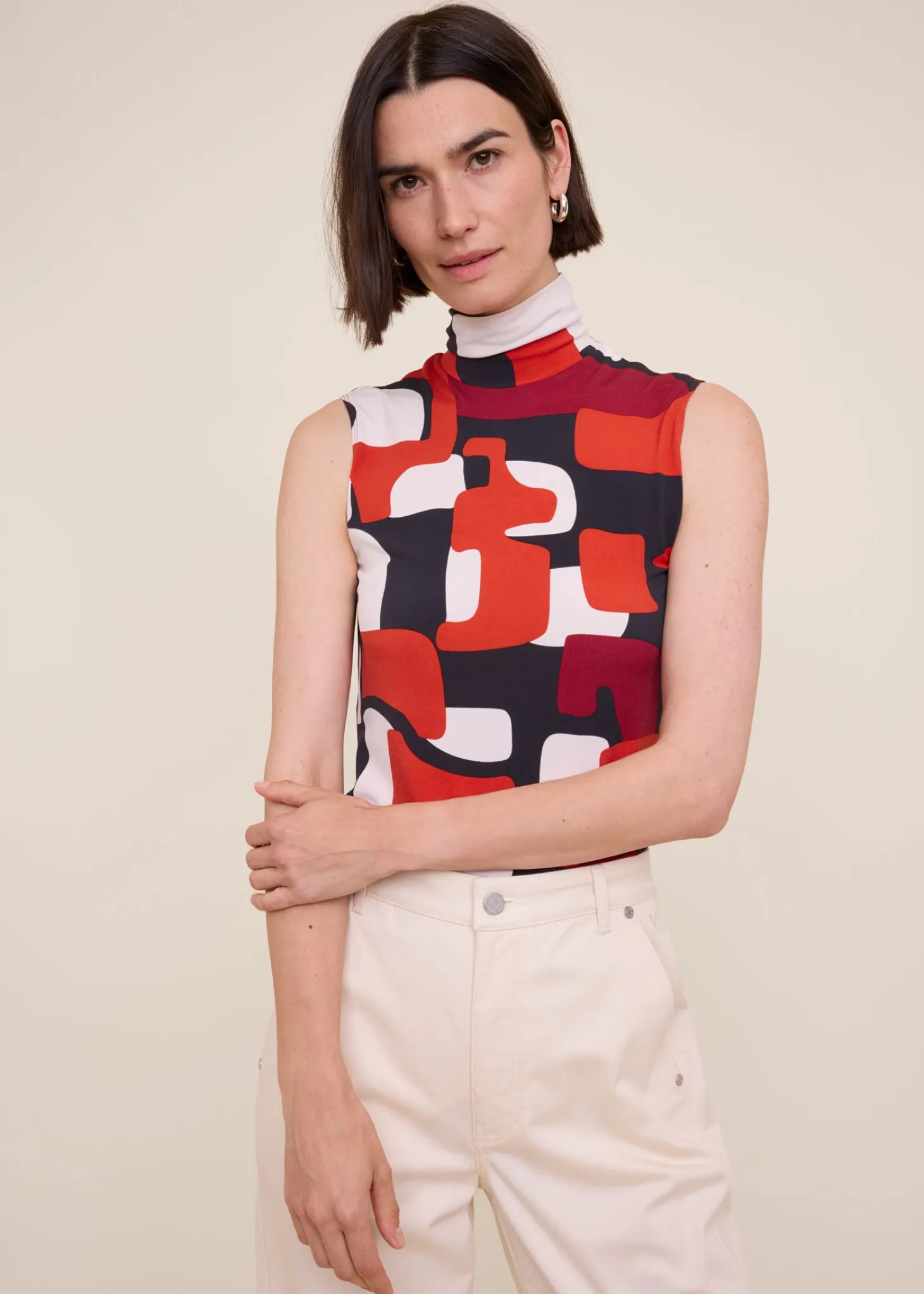 Printed jersey col top