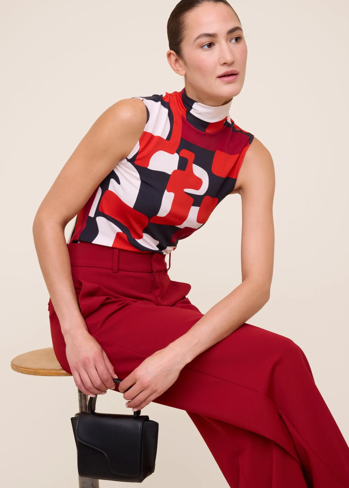 Printed jersey col top