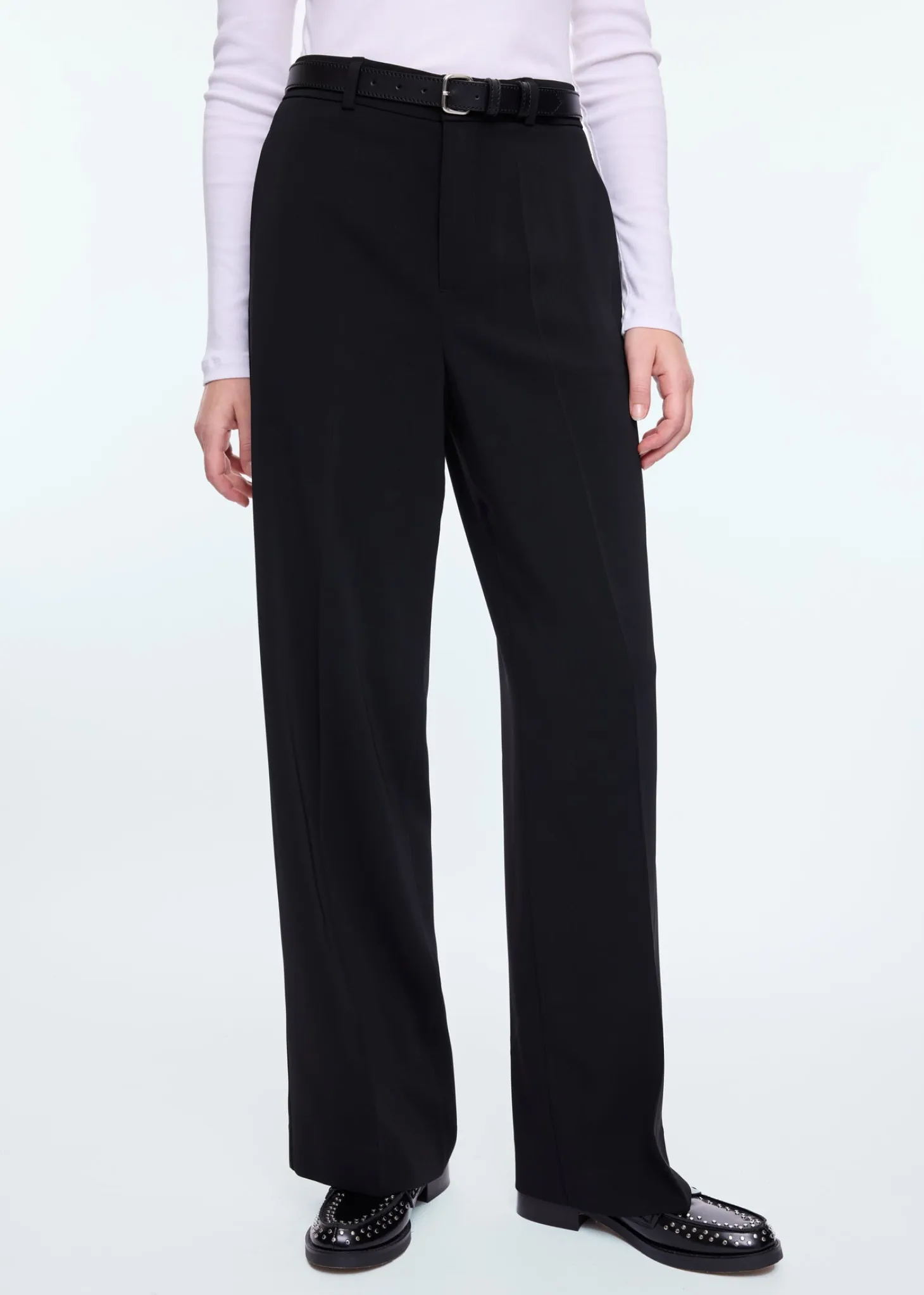 Regular fit crepe pants