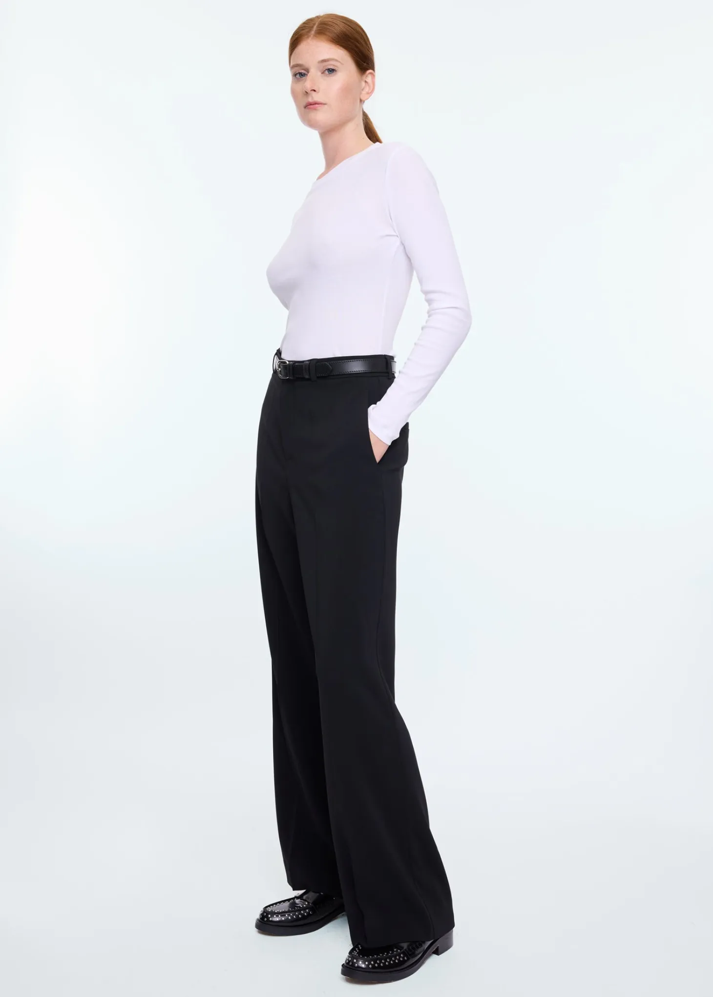 Regular fit crepe pants