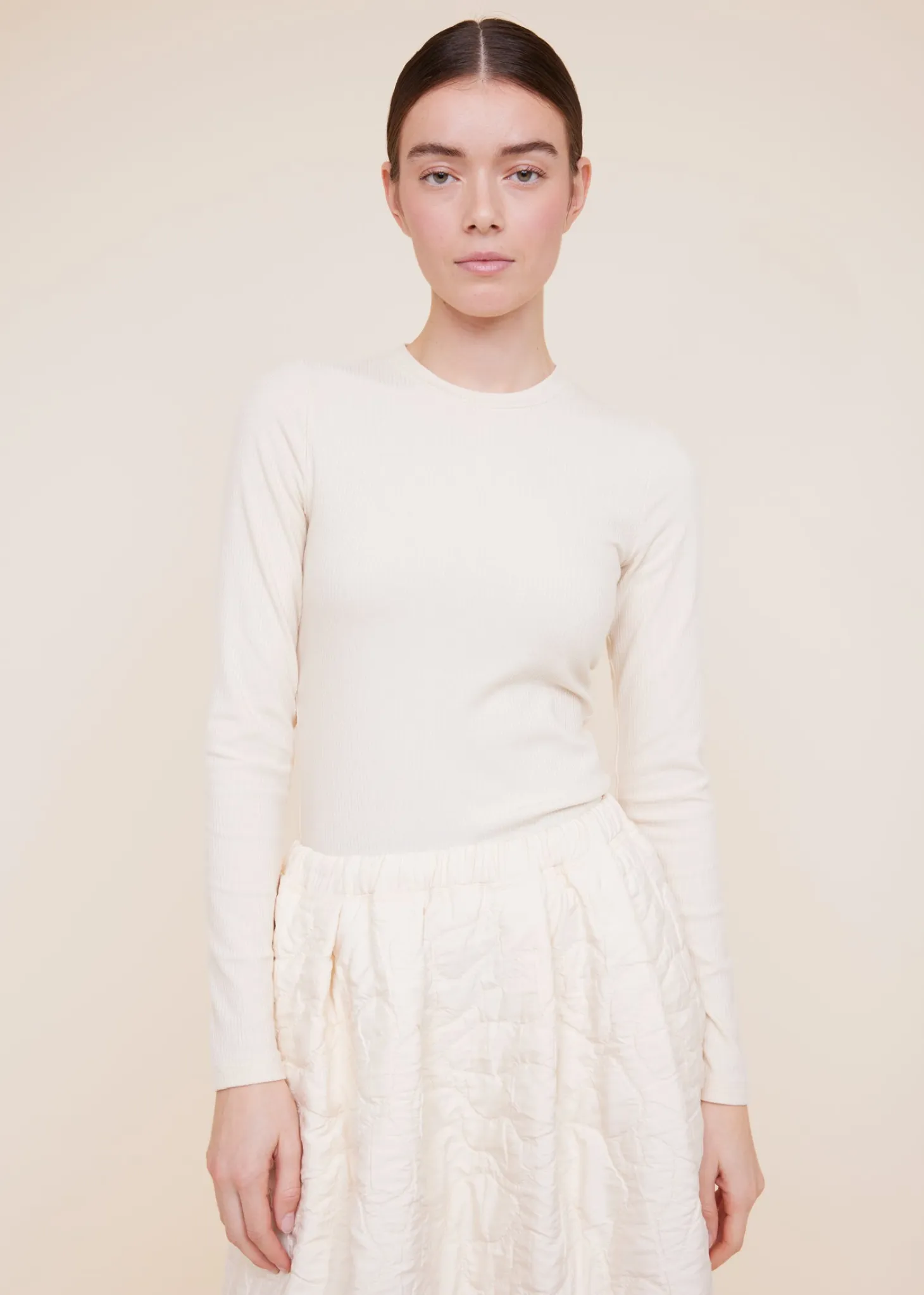 Rib top met ronde hals