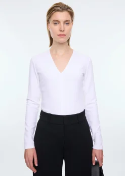 Rib top met V hals
