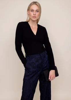 Rib top met v hals