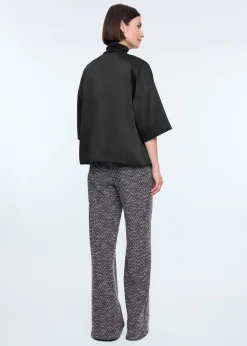 Round neck satin jacket