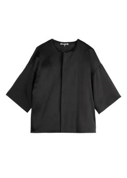 Round neck satin jacket