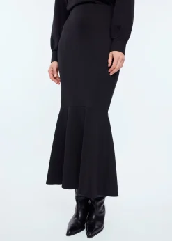 Ruched punto midi skirt