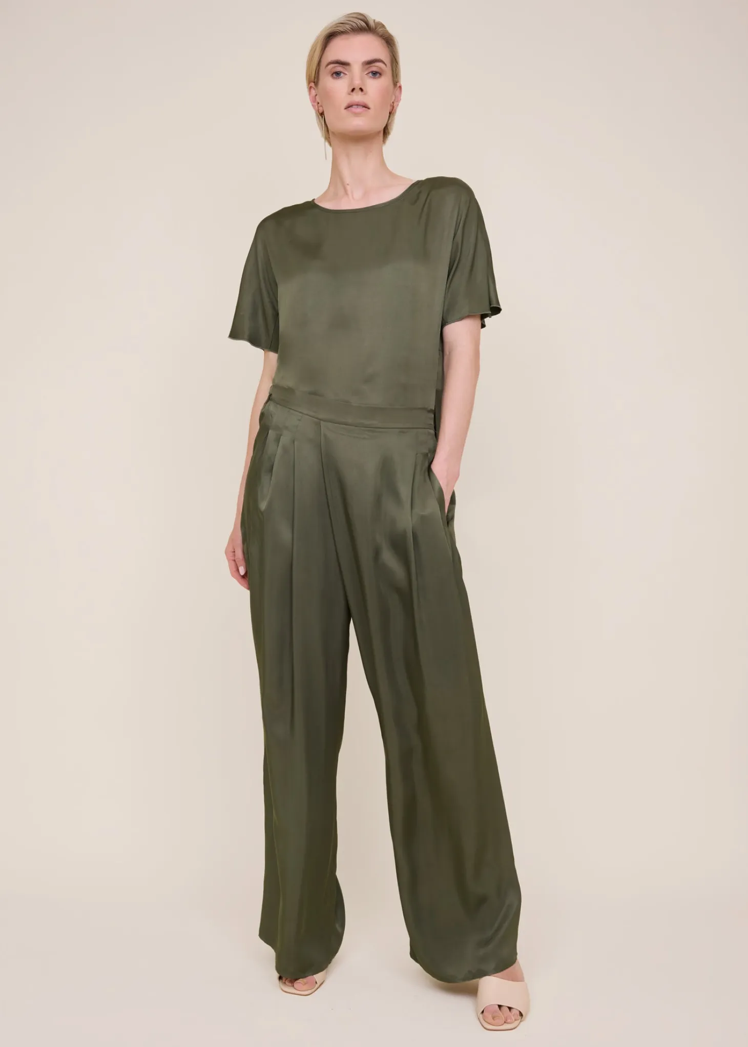 Satin wrap trousers
