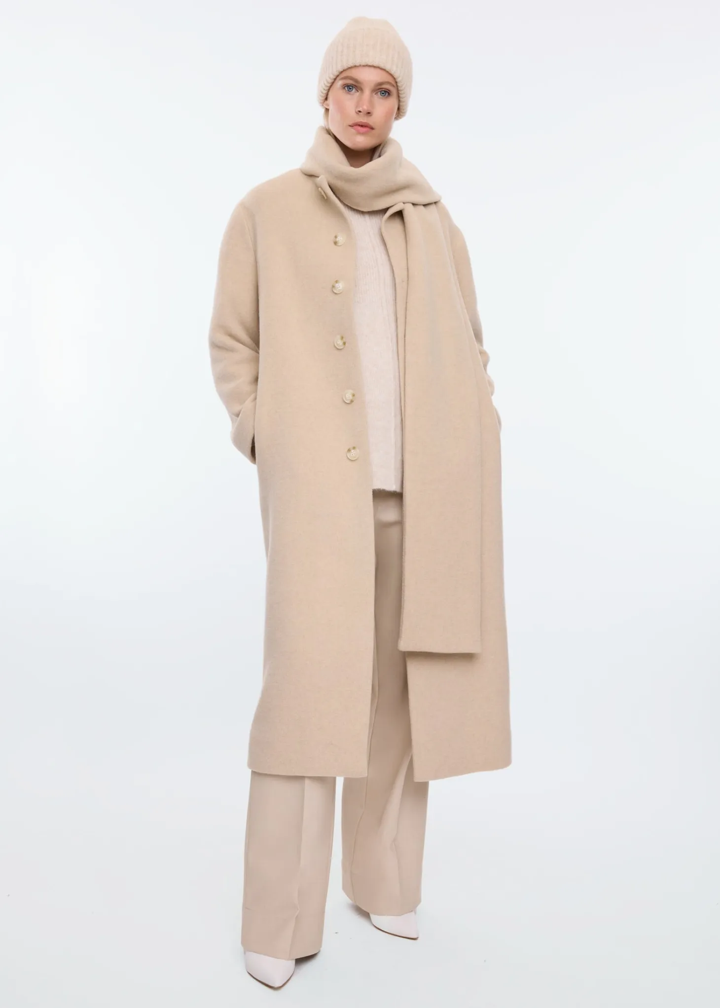 Scarf woolmix coat