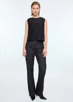 Sleeveless seersucker top