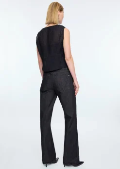 Sleeveless seersucker top