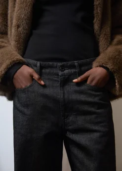 Straight leg washed jeans