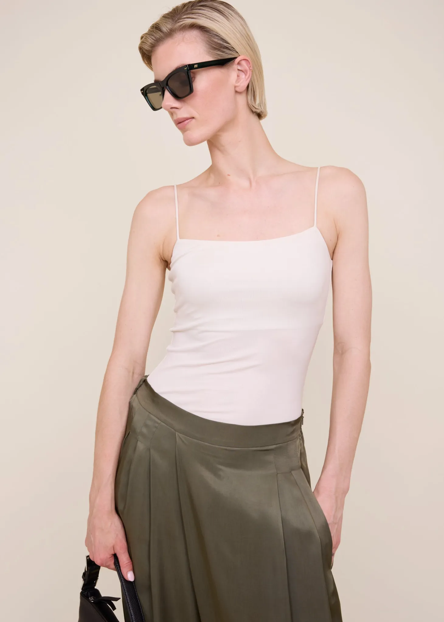 Straight viscose rib top
