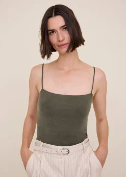 Straight viscose rib top