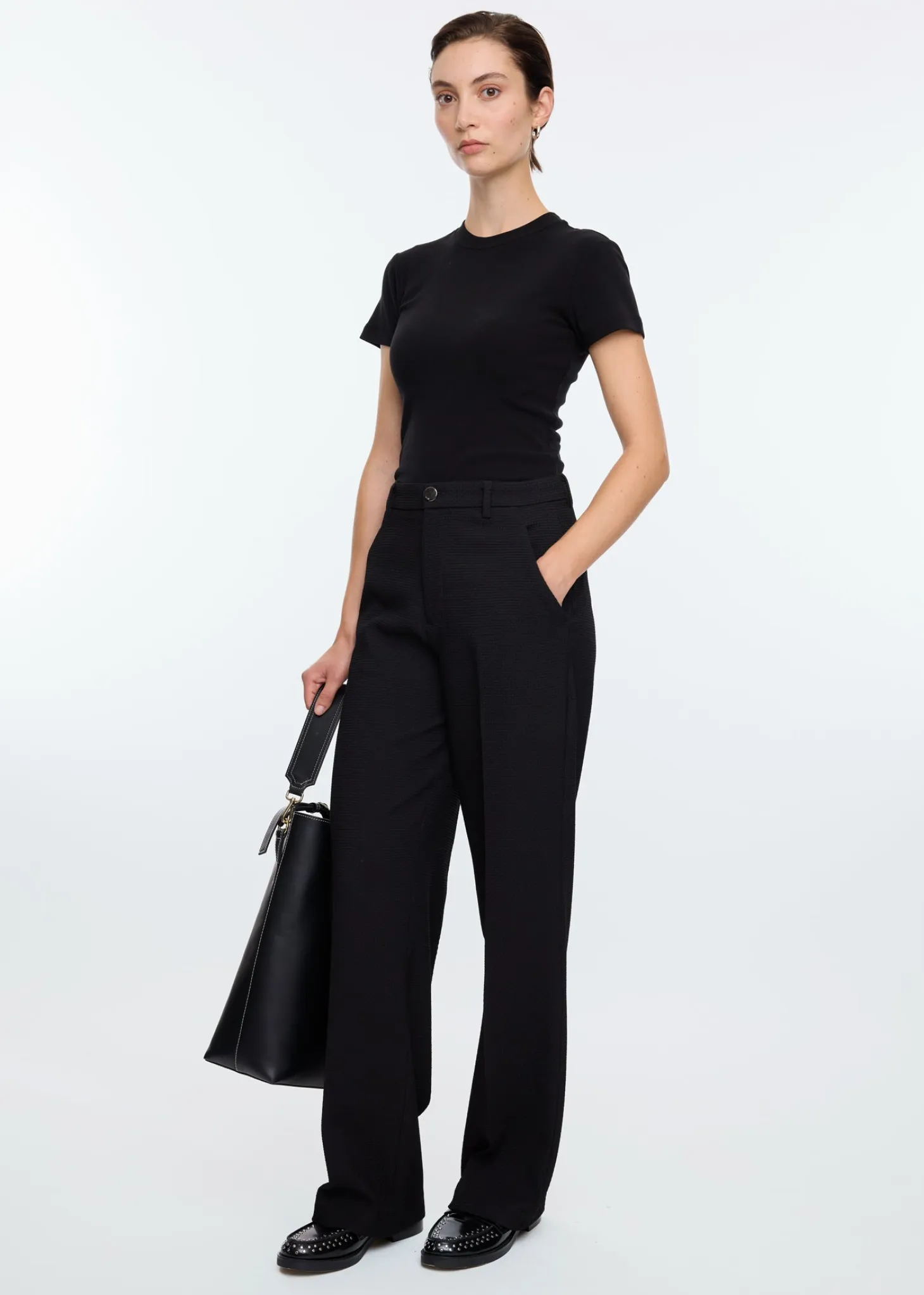 Straight waffle trousers