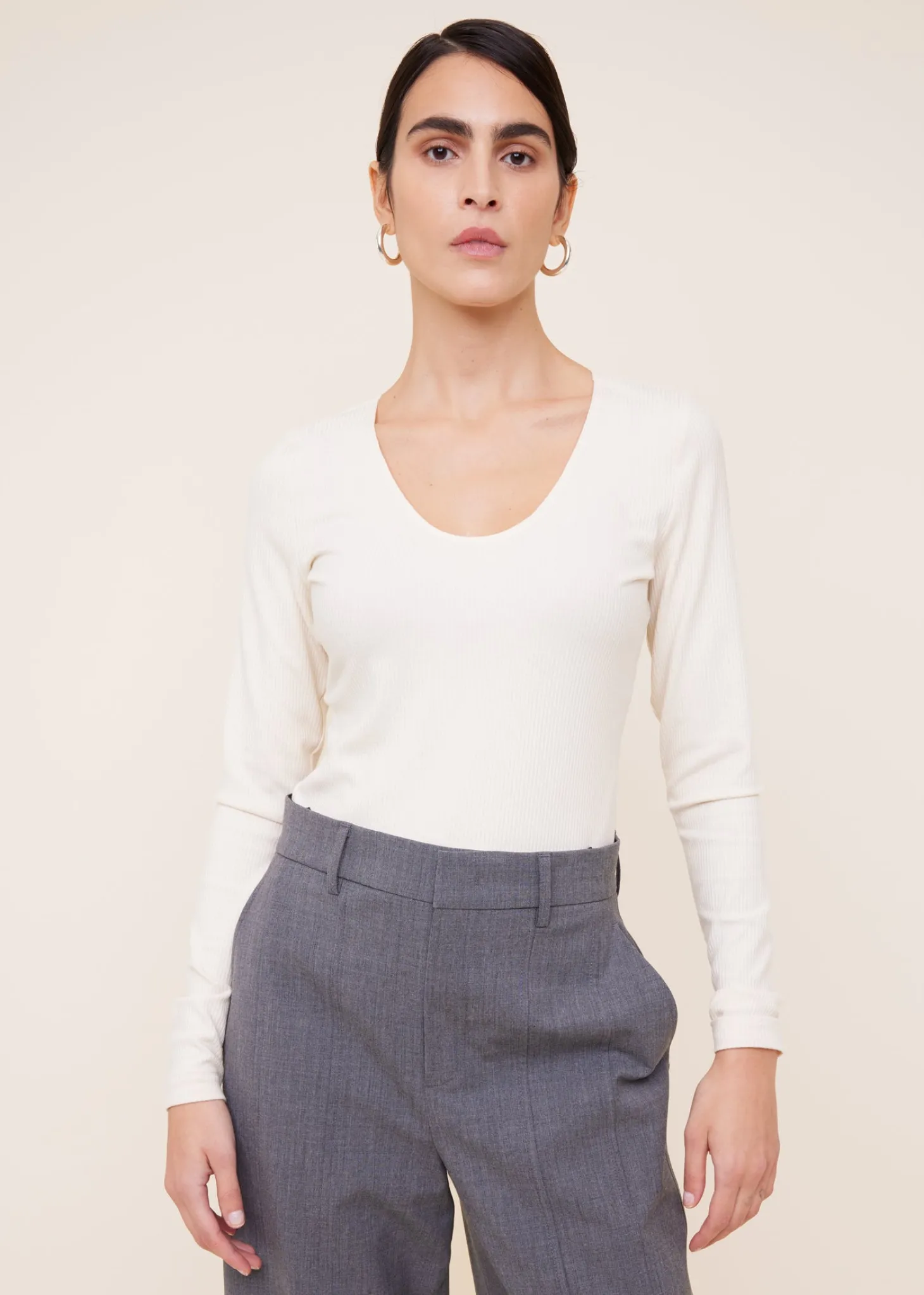 Tricot rib top longsleeve